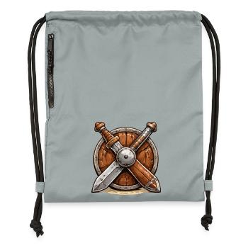 Bouclier et Épées Viking - Sac à cordon en polyester recyclé - gris fer délavé - Devant