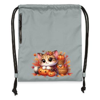 Herbst Katze 2 - Turnbeutel aus Recycling-Material - Steingrau mineral wash - Vorne