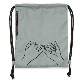 Mains de promesse Symbole d’art en ligne Amitié - Sac à cordon en polyester recyclé - gris fer délavé - Devant