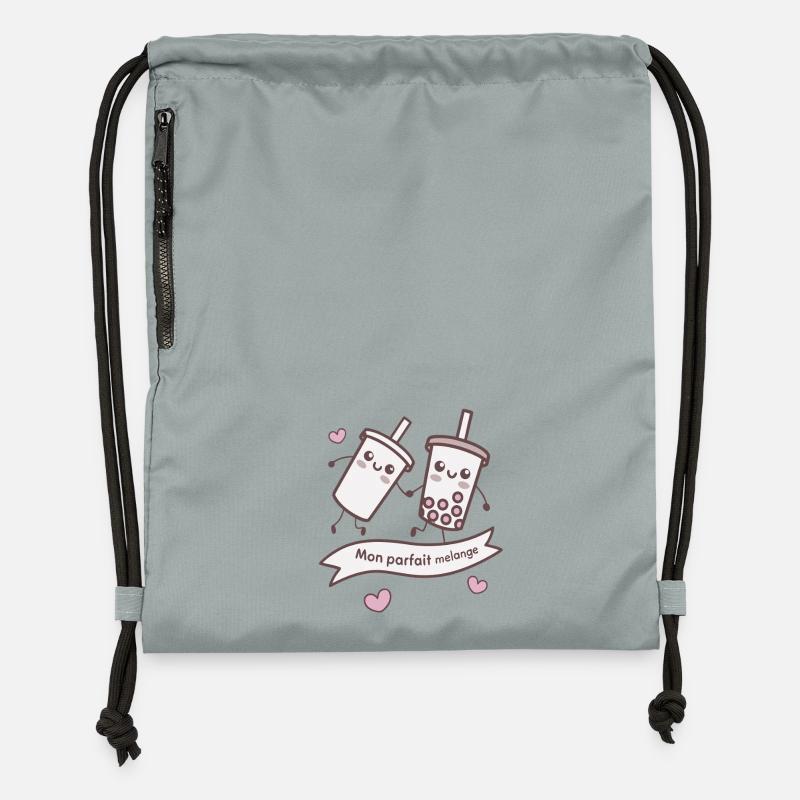 Parfait Mélange Bubble Tea Kawaii - Sac à cordon en polyester recyclé - gris fer délavé