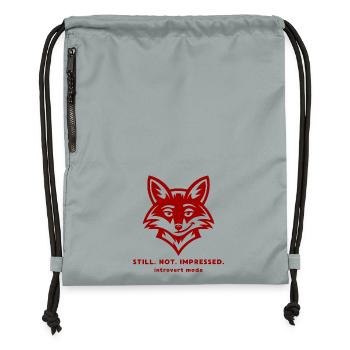 Citation drôle d’introverti de Fox - toujours pas impressionné - Sac à cordon en polyester recyclé - gris fer délavé - Devant