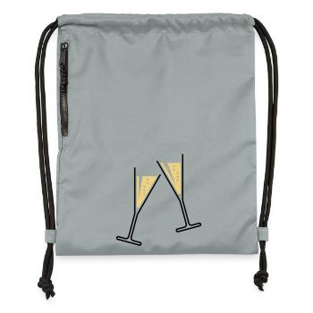 2 Sektgläser (Sekt / Trichter / Offen / 2C) - Sac à cordon en polyester recyclé - gris fer délavé - Devant