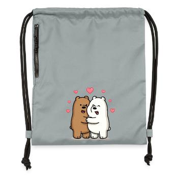 Hugging bears with hearts - Gymsac made from recycled material - mineral charcoal grey - Front