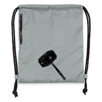 Hammer of thor Thor s with viking symbols - Gymsac made from recycled material - mineral charcoal grey - Front