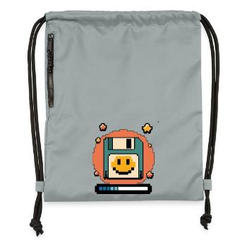 Floppy Disk Retro Internet - Gymsac made from recycled material - mineral charcoal grey - Front