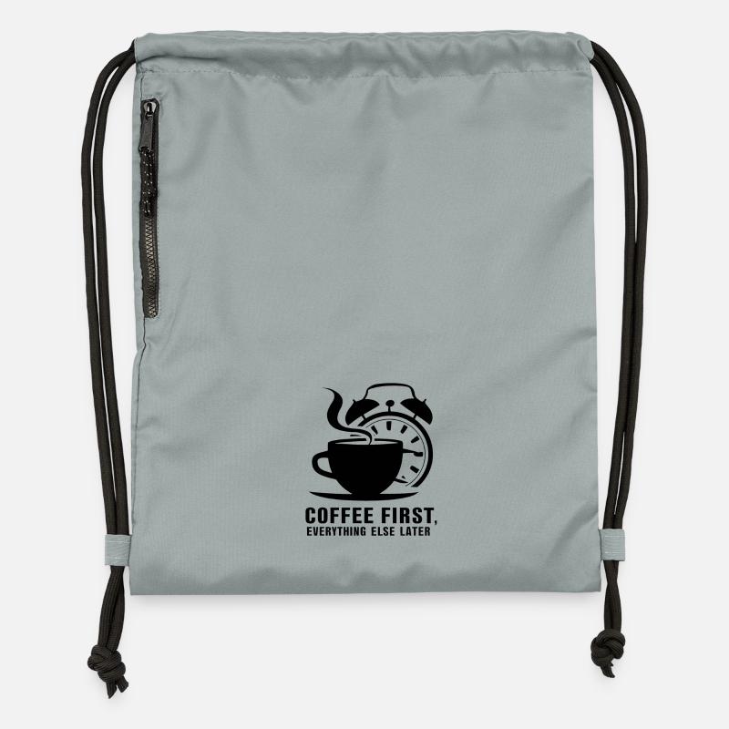 First the coffee, then everything else - Gymsac made from recycled material - mineral charcoal grey