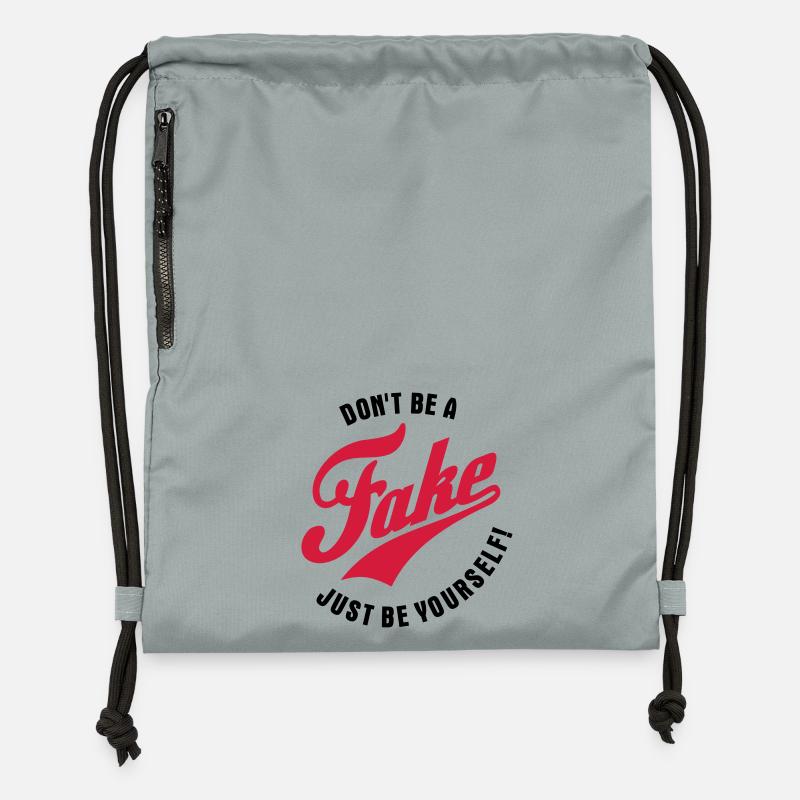 Don't be a fake - Just be yourself - Turnbeutel aus Recycling-Material - Steingrau mineral wash