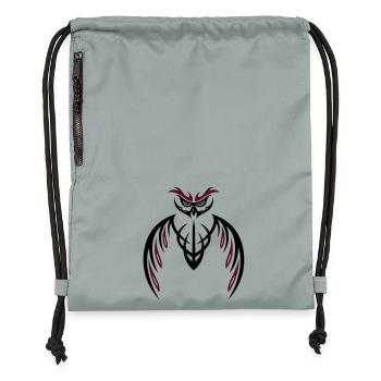 Large Owl Tribal & Tattoo Style. - Gymsac made from recycled material - mineral charcoal grey - Front