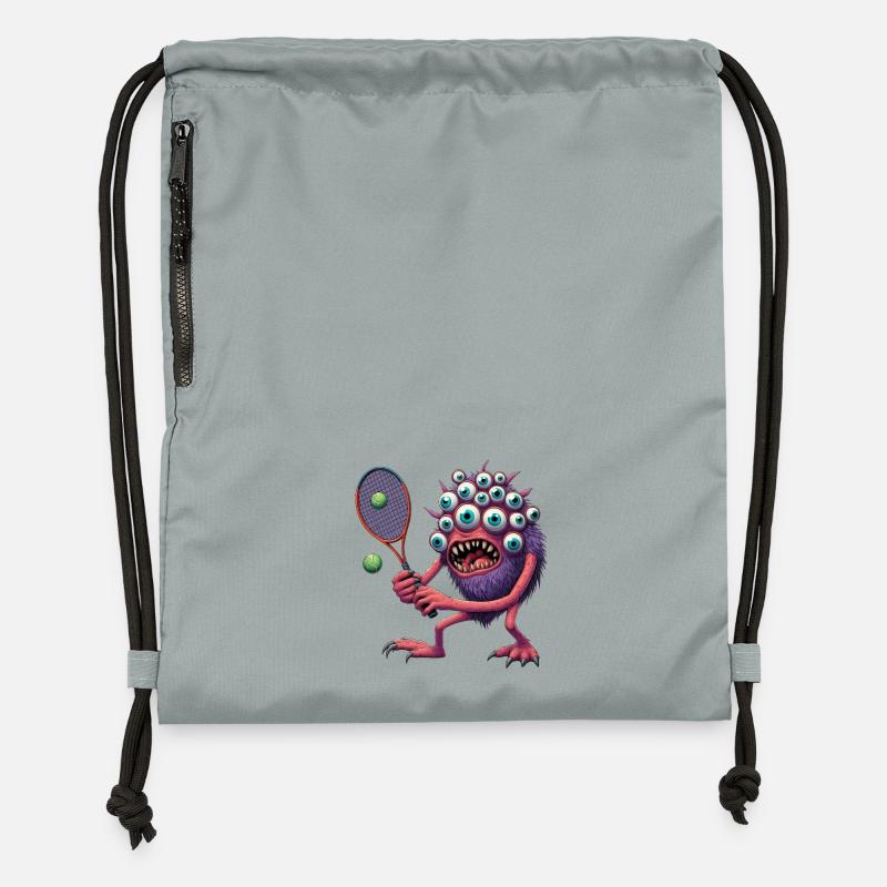 Monstre de tennis psychédélique - Sac à cordon en polyester recyclé - gris fer délavé