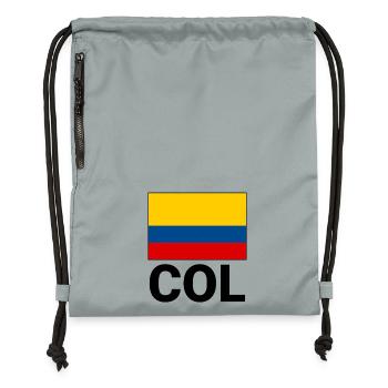Colombia flag tricolor with abbreviation COL - Gymsac made from recycled material - mineral charcoal grey - Front