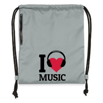 I love Music - Turnbeutel aus Recycling-Material - Steingrau mineral wash - Vorne