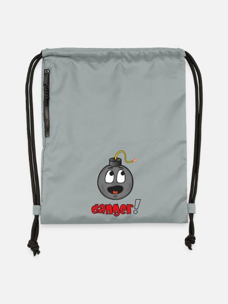 Danger explosives Gesicht - Lustiges Emoticon - Turnbeutel aus Recycling-Material - Steingrau mineral wash