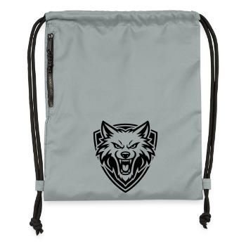 Wolf Kopf Wappen - Turnbeutel aus Recycling-Material - Steingrau mineral wash - Vorne