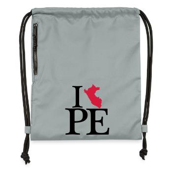 J'adore PE - J'aime le Pérou - Sac à cordon en polyester recyclé - gris fer délavé - Devant