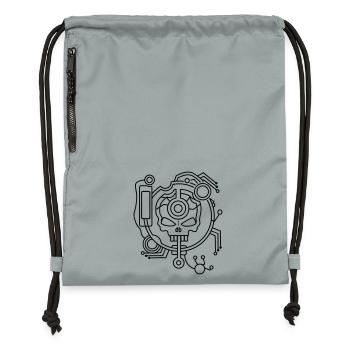 Cyber Skull Skull as a circuit - Gymsac made from recycled material - mineral charcoal grey - Front