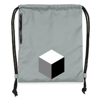 Geometrische Würfel-Silhouette - Turnbeutel aus Recycling-Material - Steingrau mineral wash - Vorne