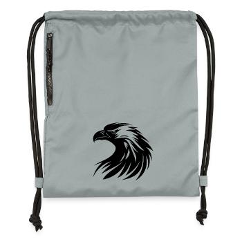 Beautiful Eagle Logo in Tattoo Style - Gymsac made from recycled material - mineral charcoal grey - Front