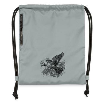 Elegant flying seagull over the water - Gymsac made from recycled material - mineral charcoal grey - Front