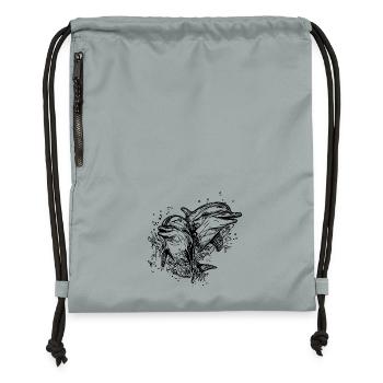 Dauphins vintage mignons et souriants - Sac à cordon en polyester recyclé - gris fer délavé - Devant