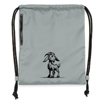 Sourire chèvre crayon croquis dessin - Sac à cordon en polyester recyclé - gris fer délavé - Devant
