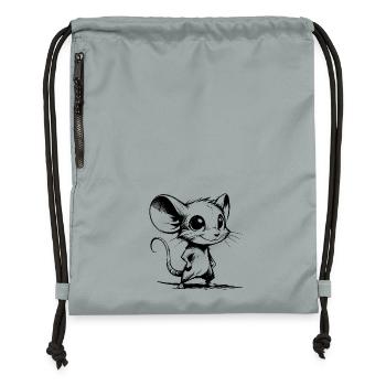 Baby Kids Mouse Cartoon Pencil Sketch Style - Gymsac made from recycled material - mineral charcoal grey - Front