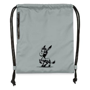 Little Donkey Long-Eared Pencil Drawing - Gymsac made from recycled material - mineral charcoal grey - Front