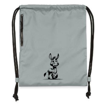 Smiling Donkey Long-Eared Donkey Drawing - Gymsac made from recycled material - mineral charcoal grey - Front