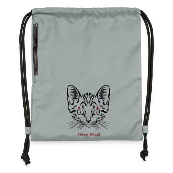 Cat, fine kitty - Gymsac made from recycled material - mineral charcoal grey - Front