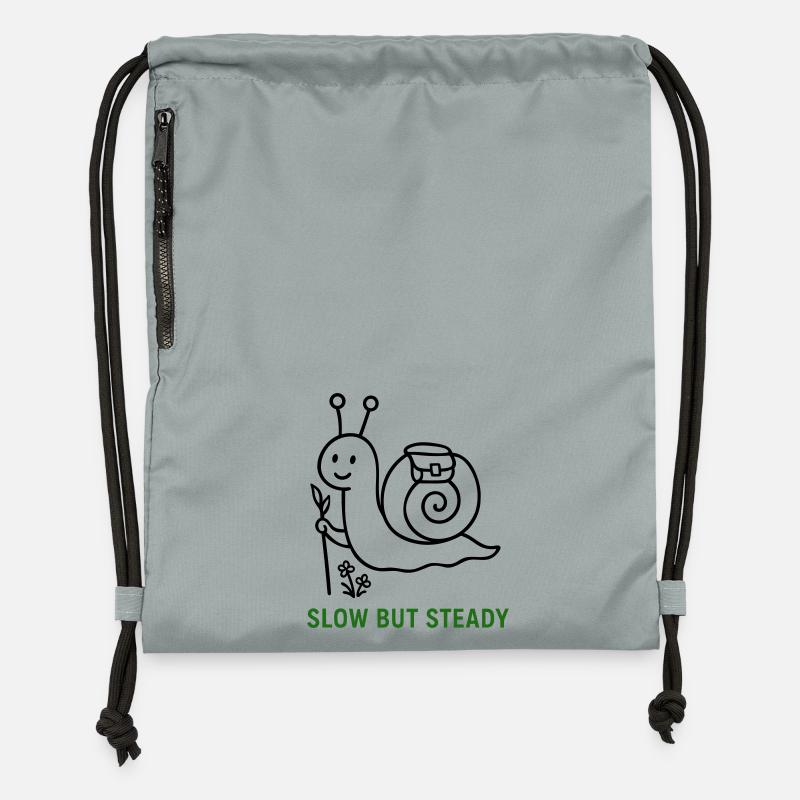 Escargot lent mais régulier - Sac à cordon en polyester recyclé - gris fer délavé