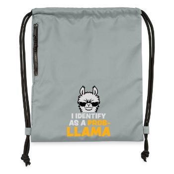 Je m’identifie comme un probllama Cool Lama Problem Spruch - Sac à cordon en polyester recyclé - gris fer délavé - Devant