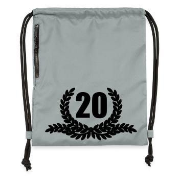 Laurel wreath 20 YEARS - Gymsac made from recycled material - mineral charcoal grey - Front