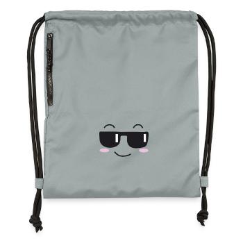 Sunglasses laugh face - Gymsac made from recycled material - mineral charcoal grey - Front