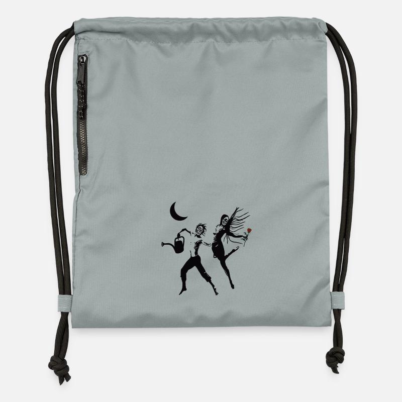 Squelettes dansant avec amour - Sac à cordon en polyester recyclé - gris fer délavé