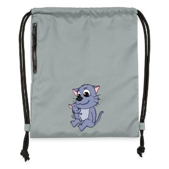 Cat Family - Cat with Baby - Gymsac made from recycled material - mineral charcoal grey - Front