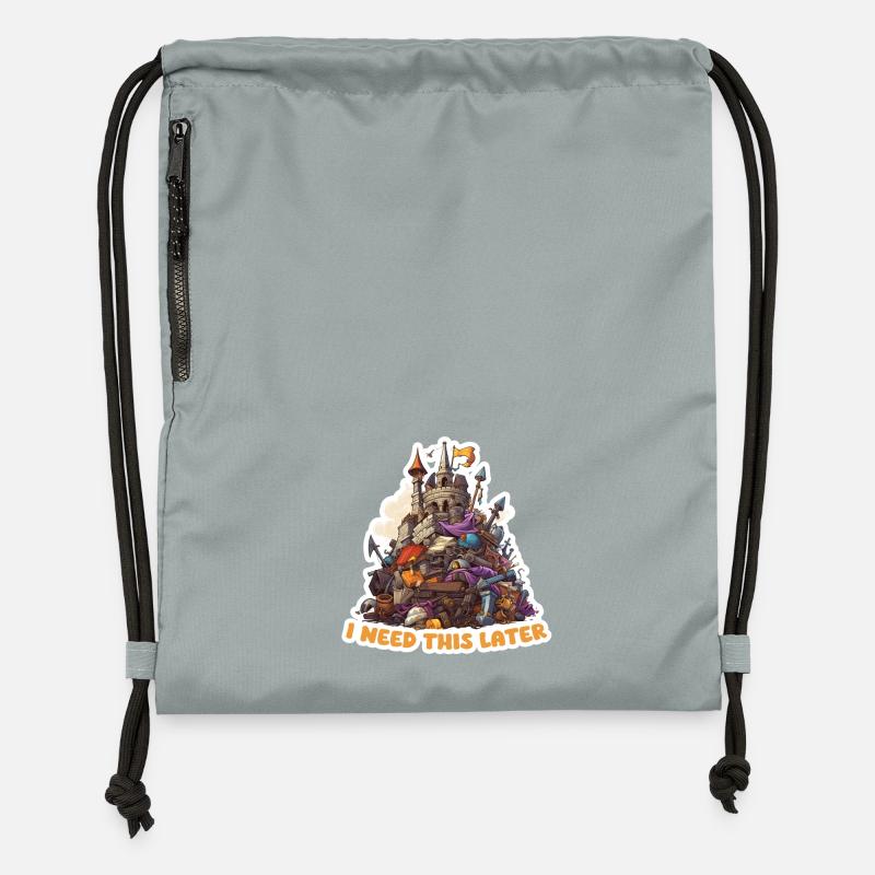 I Need This Later – RPG Gamer Design - Gymsac made from recycled material - mineral charcoal grey