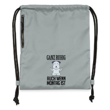 Montag Spruch Yoga Hund - Turnbeutel aus Recycling-Material - Steingrau mineral wash - Vorne