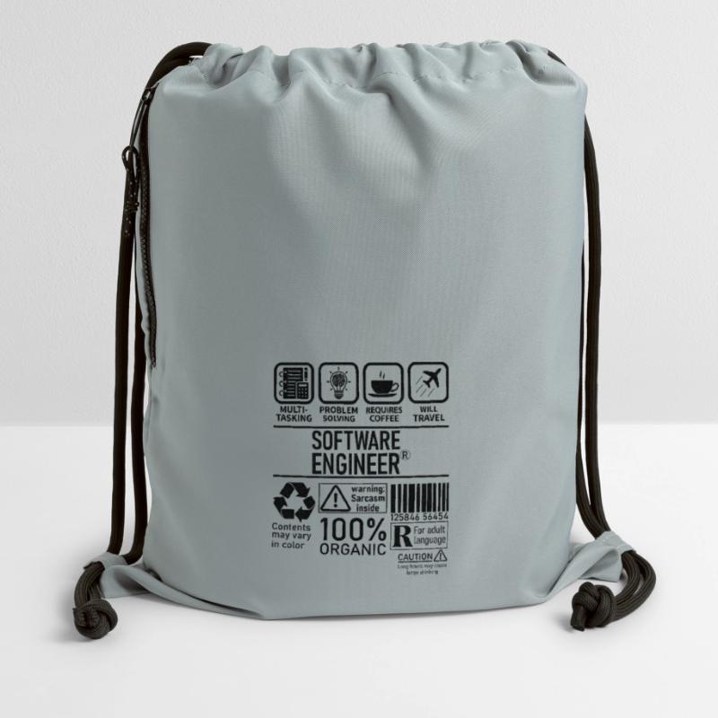 Software Engineer multi tasking problem solving Gymsac made from recycled material