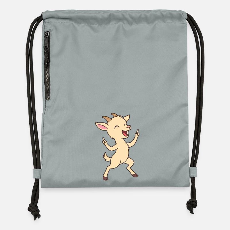 Chevreau dansant chèvre - Sac à cordon en polyester recyclé - gris fer délavé