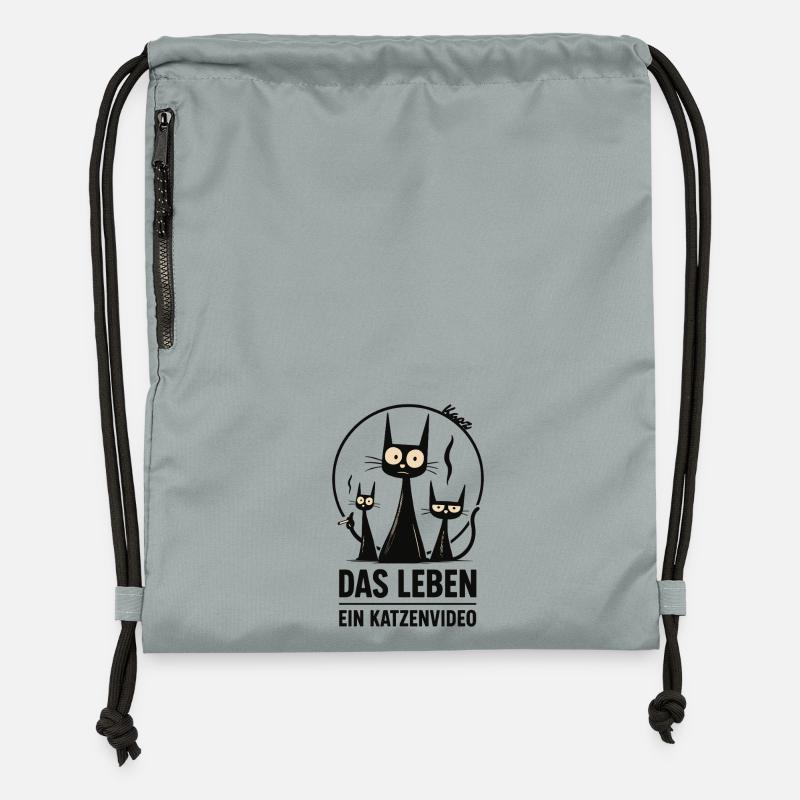 Das Leben: Ein Katzenvideo - Turnbeutel aus Recycling-Material - Steingrau mineral wash