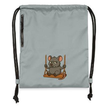 Mürrische Maus Ratte Schaukeln Genervt Angry - Turnbeutel aus Recycling-Material - Steingrau mineral wash - Vorne