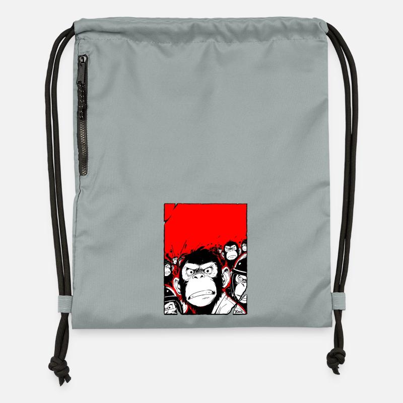 Rébellion des singes - Sac à cordon en polyester recyclé - gris fer délavé