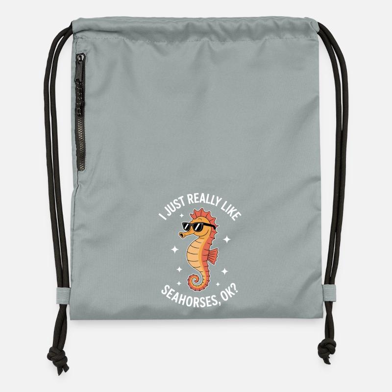 Hippocampe qui dit un drôle d’hippocampe Cadeau - Sac à cordon en polyester recyclé - gris fer délavé