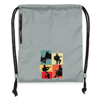 Music Silhouettes Collage - Gymsac made from recycled material - mineral charcoal grey - Front
