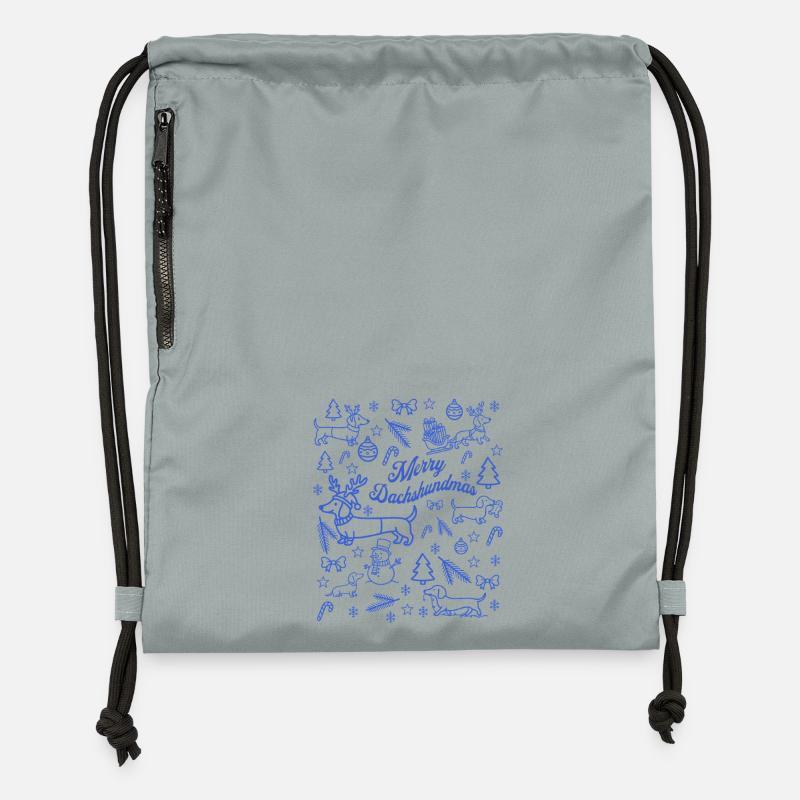 Dachshund Christmas Fun Pattern - Gymsac made from recycled material - mineral charcoal grey
