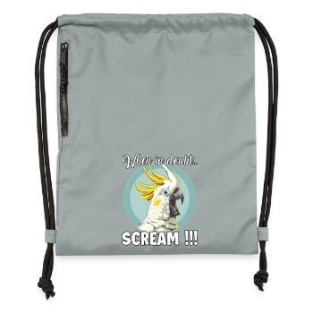 Creative gift for cockatoo and bird lovers - Gymsac made from recycled material - mineral charcoal grey - Front