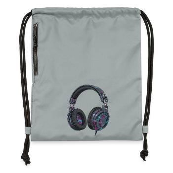 Retro Headphones Techno DJ 90s Music Style - Gymsac made from recycled material - mineral charcoal grey - Front