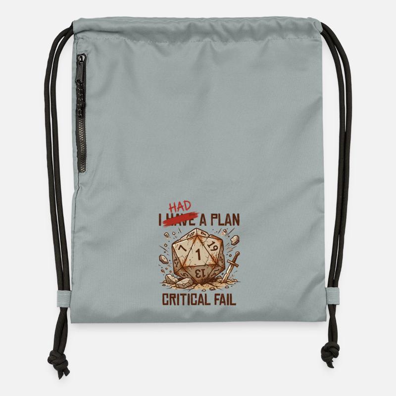 Échec critique – J’avais un plan cube - Sac à cordon en polyester recyclé - gris fer délavé