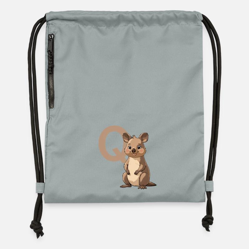 Koala avec le design de la mascotte Q - Sac à cordon en polyester recyclé - gris fer délavé