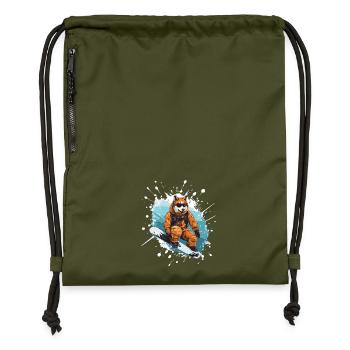 Akita Dog Snowboard - Gymsac made from recycled material - military green - Front