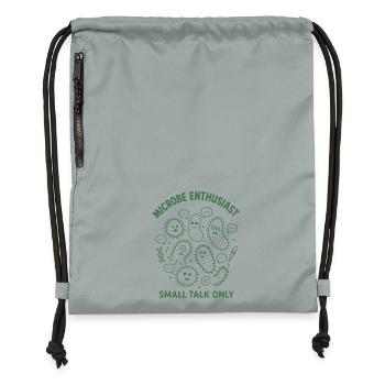 Parler uniquement sur les microbes | Humour en microbiologie - Sac à cordon en polyester recyclé - gris fer délavé - Devant